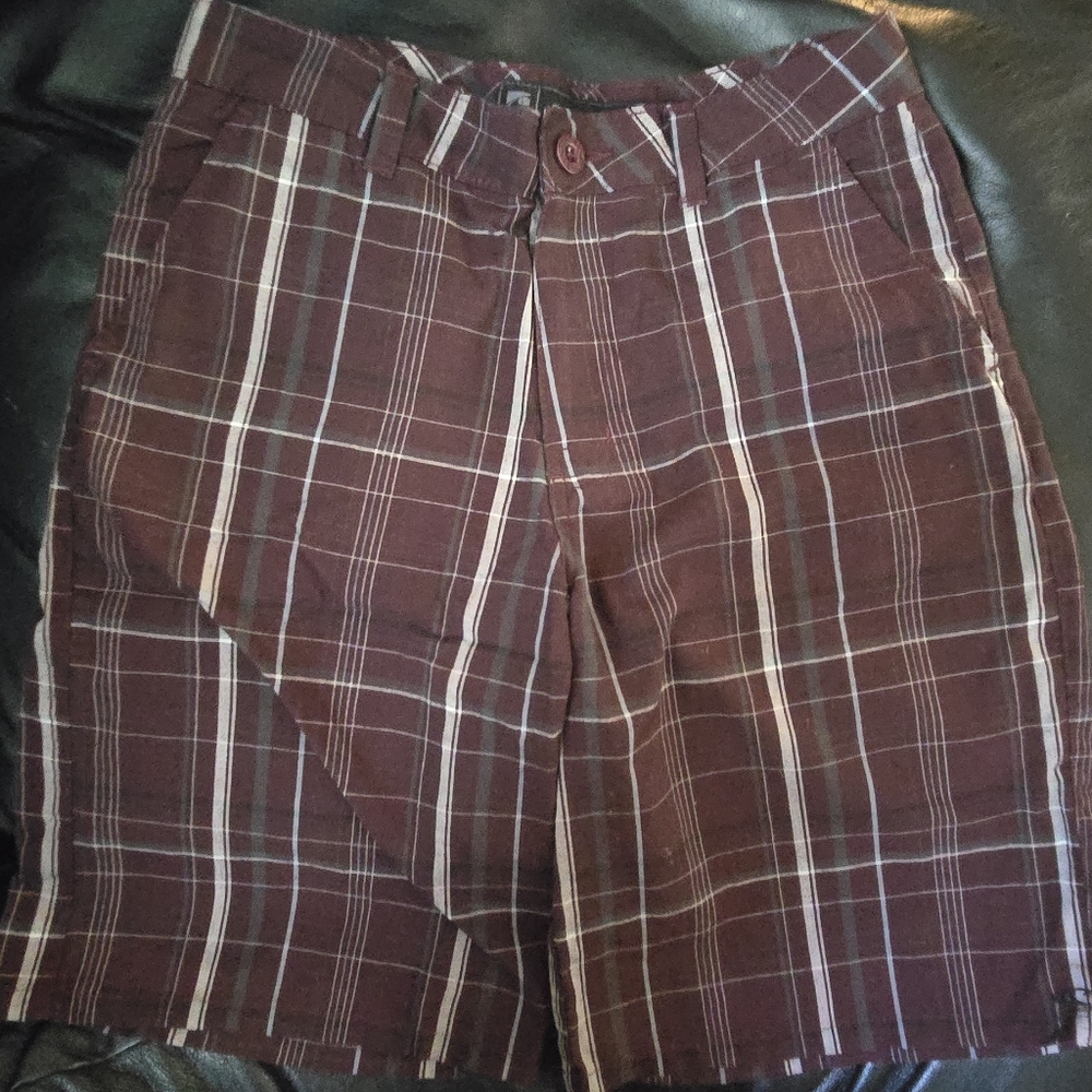 O'Neill Burgundy/Brown Flat Front long Slacks/Shorts SzSM 26" - Picture 2 of 10